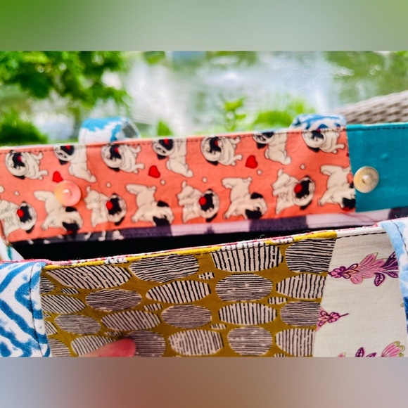 New Vibrant Unique Quilted Colorful Patchwork Tote Bag Sturdy Construction - Picture 7 of 14